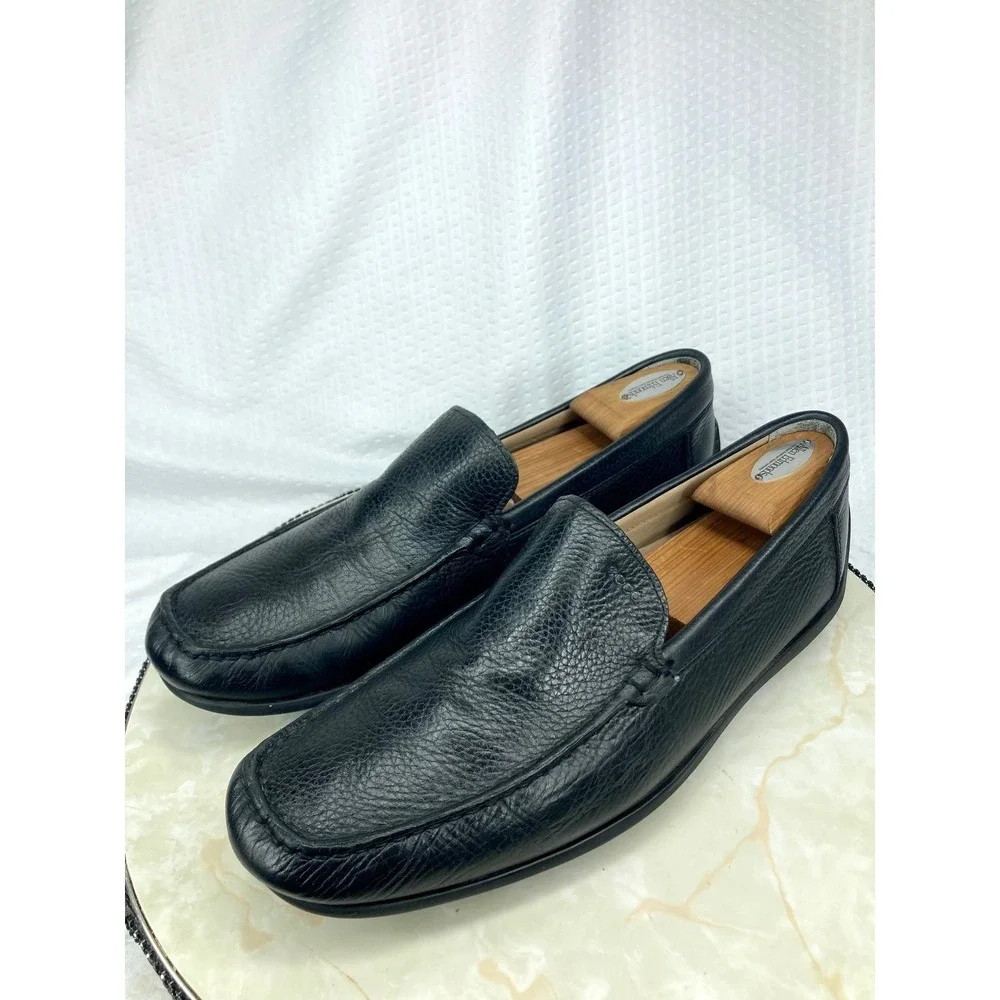ECCO Leather Slip On Driving Loafers Mens 11-11.5 Black Classic Business Shoes